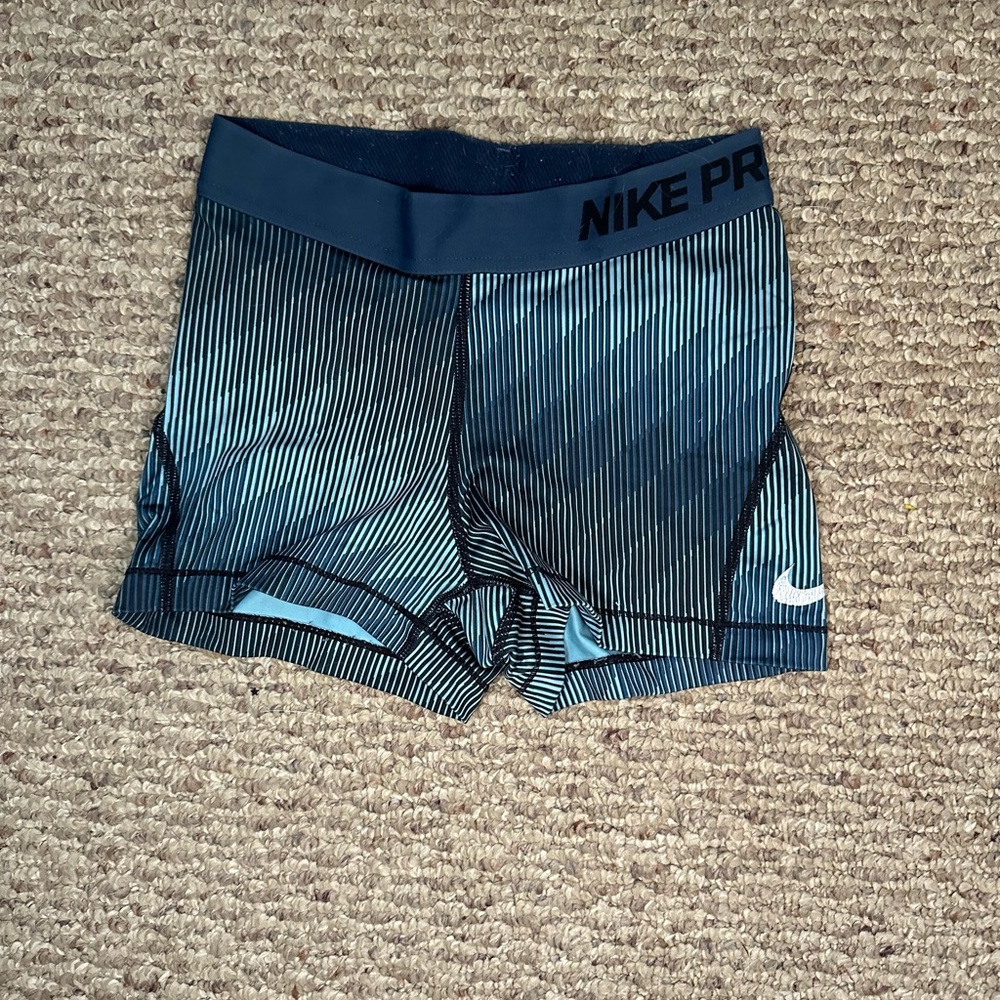 Nike Women's Blue Striped Shorts